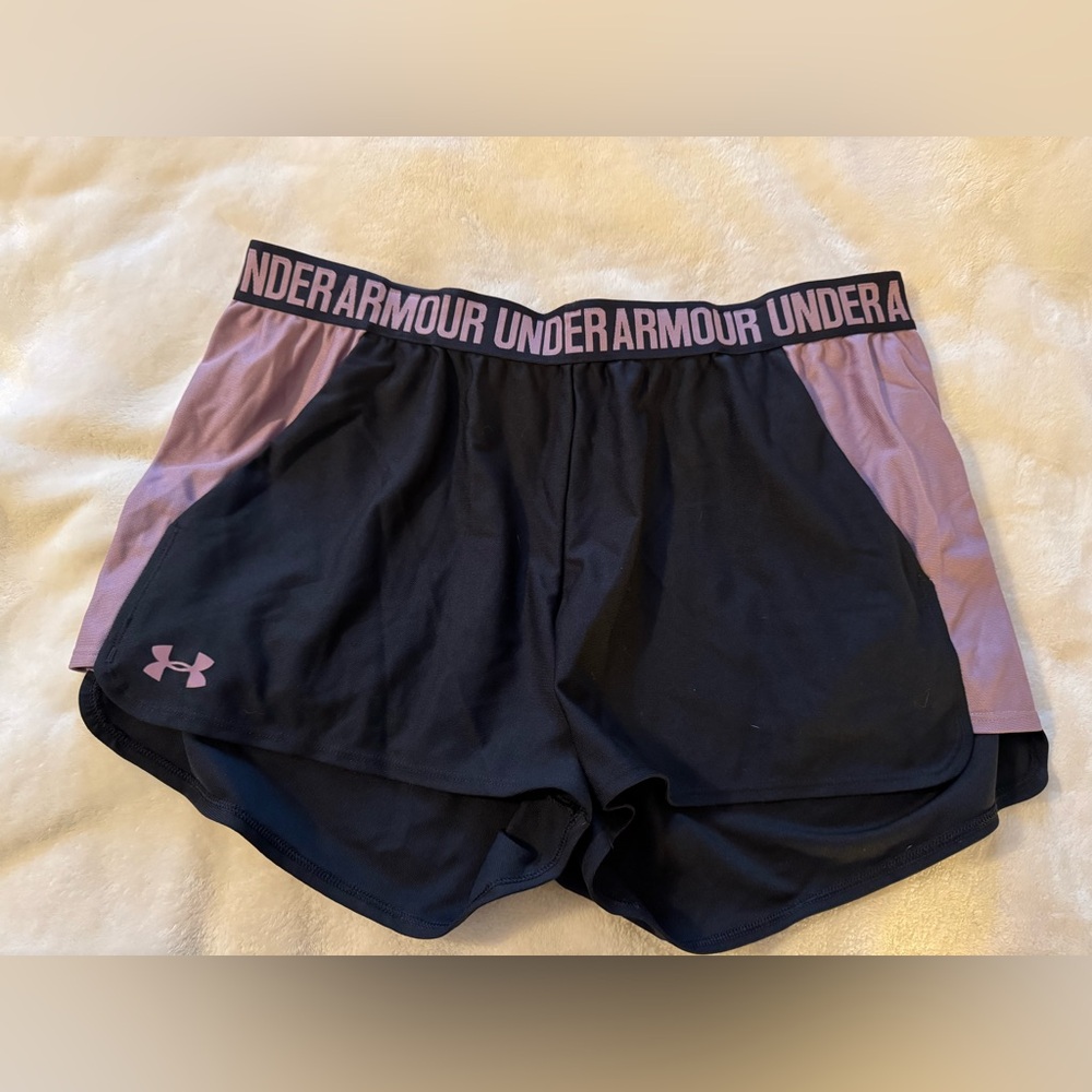 Under Armour Women's Black Shorts with Lavendar Highlights